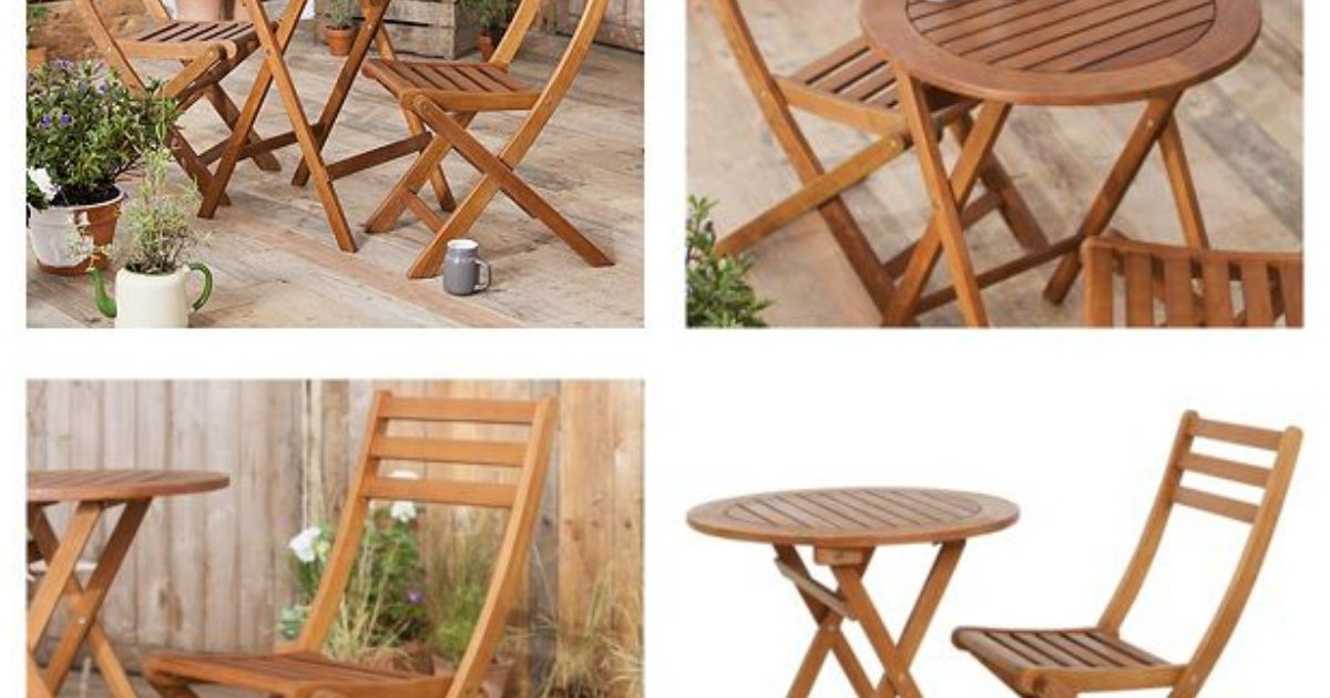 Wooden Garden Bistro Set £33 Delivered @ Tesco Direct