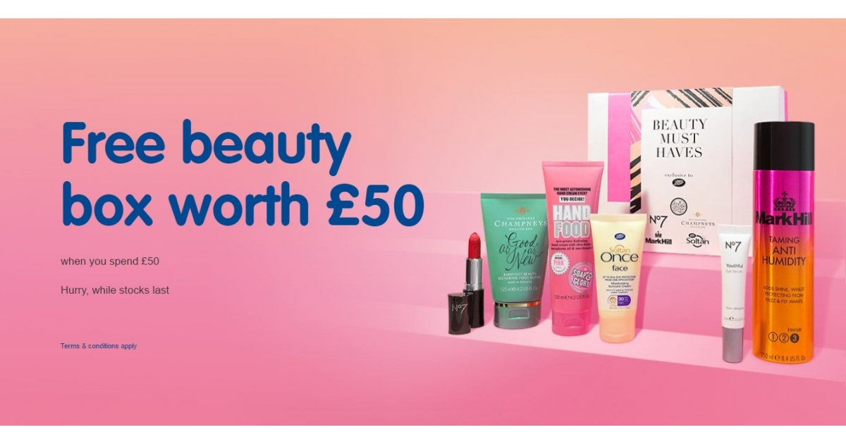 FREE Beauty Box Worth £50 When You Spend £50 Boots