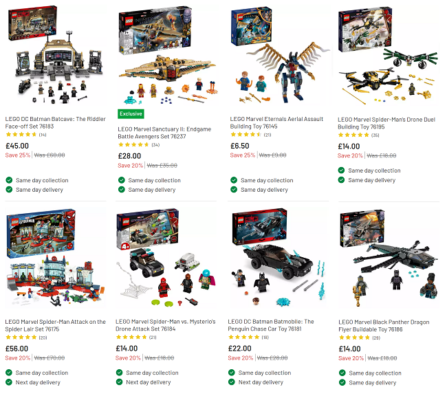 Lego marvel sets discount argos