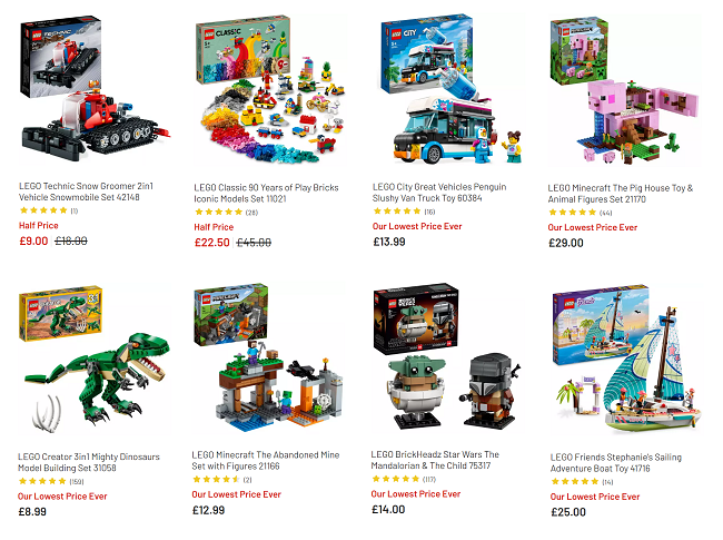 Up To Half Price On Selected LEGO Argos