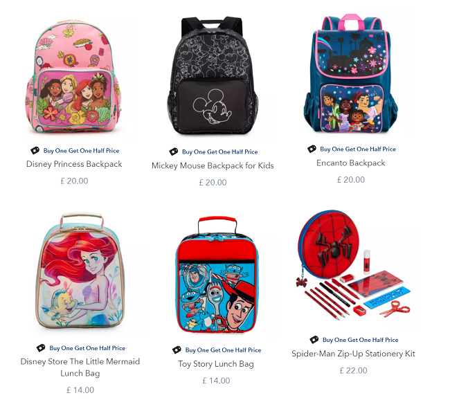 Back To School: Buy One Get One Half Price + Free Gift When You Spend £30 @  shopDisney