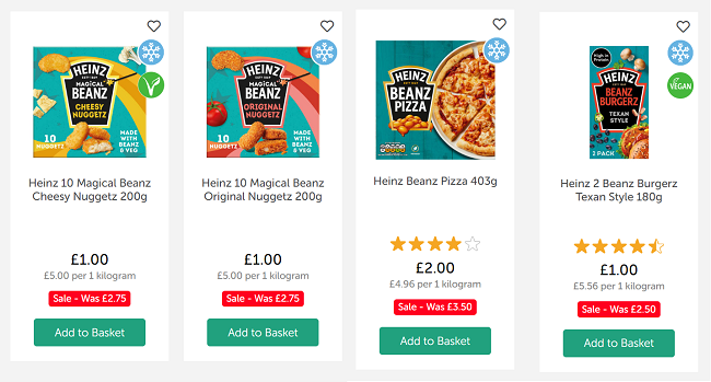 Heinz 10 Beanz Original / Cheesy Nuggetz 200g £1 @ Iceland