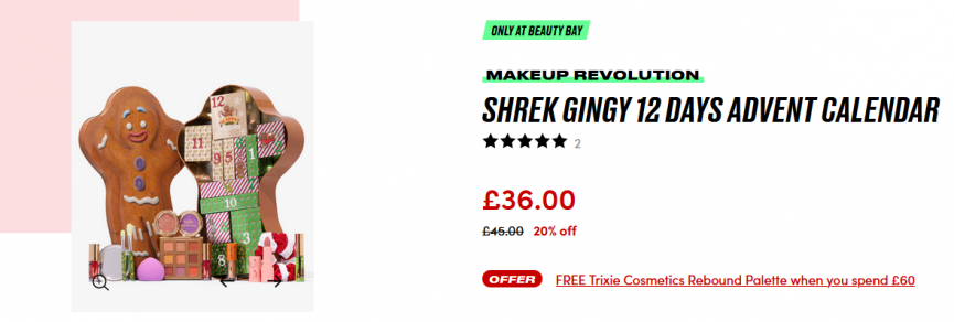 20% Off Makeup Revolution x Shrek Gingy 12 Days Advent Calendar Now £36