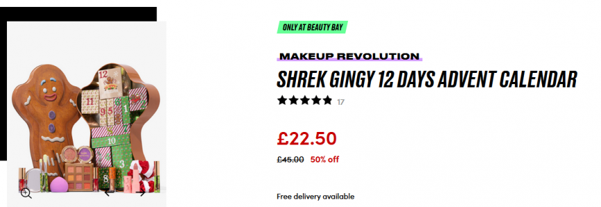 50% Off Makeup Revolution x Shrek Gingy 12 Days Advent Calendar Now £22