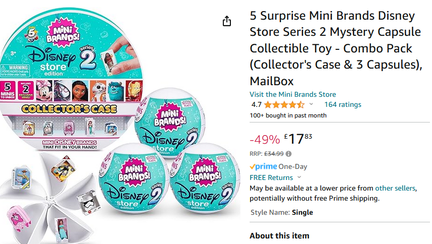 5 Surprise Mini Brands: Disney Store Series 2 Capsule