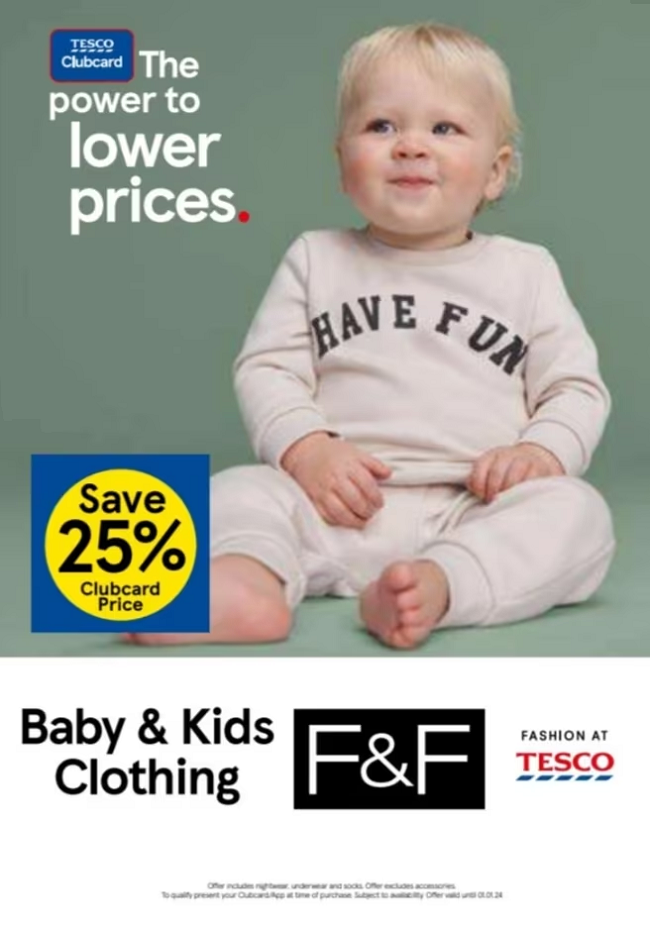 25% Off Baby & Kids Clothing in store at Tesco