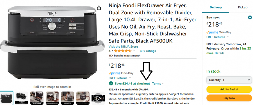 Ninja Foodi FlexDrawer Dual Air Fryer 10.4L AF500UK