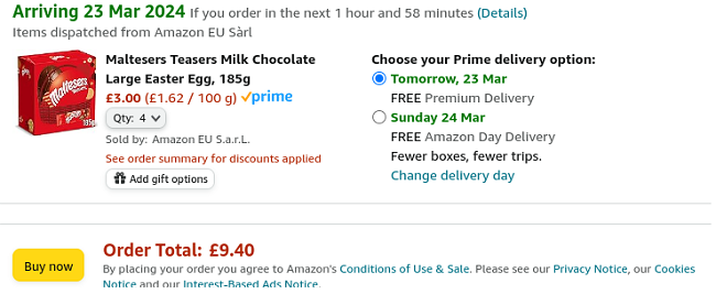 Maltesers Teasers Milk Chocolate Large Easter Egg, 185g 4 for £9.60 ...