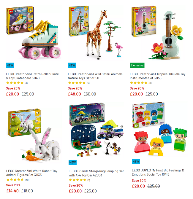 20 Off Selected LEGO Sets Argos