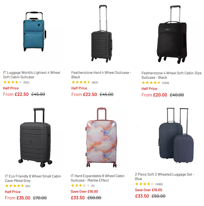 Up To Half Price On Selected Luggage @ Argos